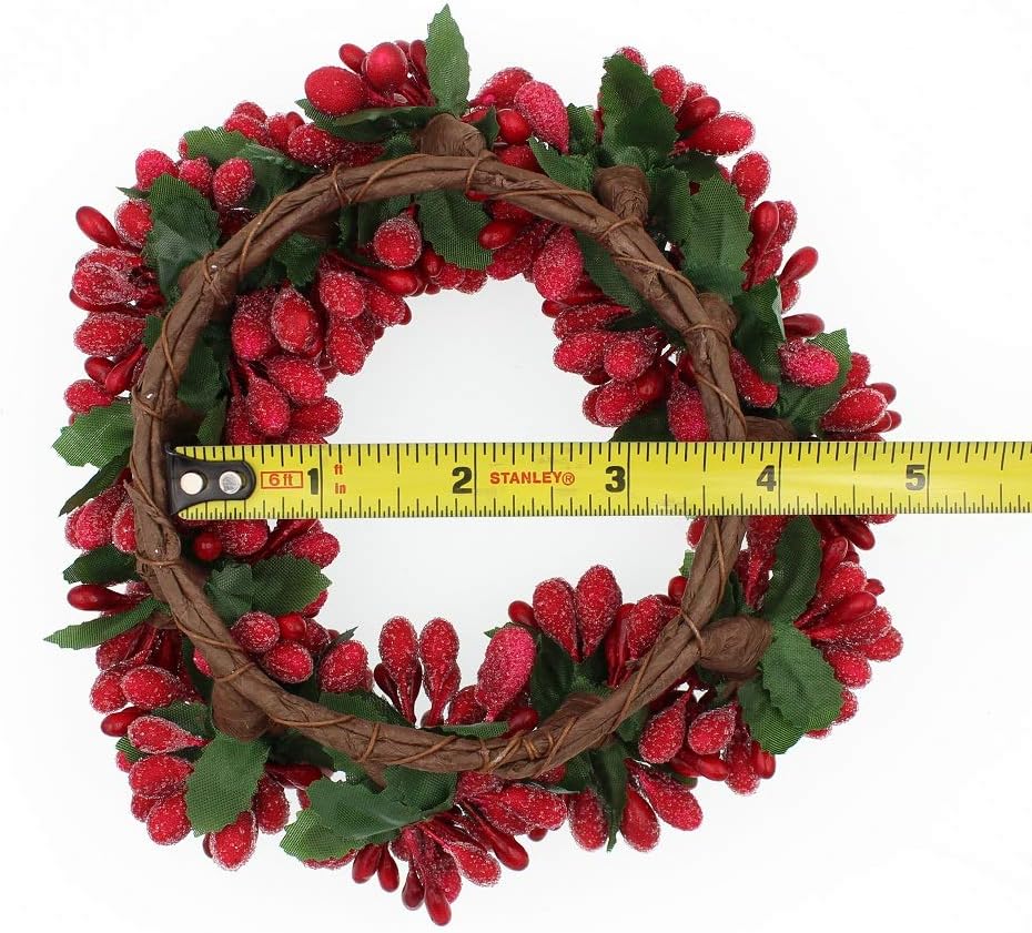 Winterberry Red Beaded Berry Wreath Candle Ring - 6-Inch Decorative Accent by [Brand Name]
