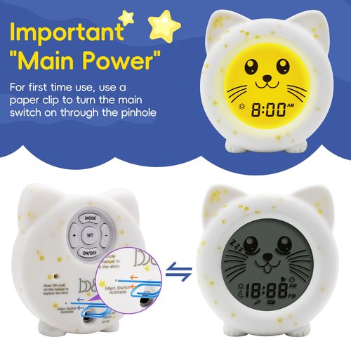 B&H Sleep Trainer Clock for Toddler, Cute Kids Ok to Wake Alarm Clock, Drop Proof, Rechargeable Young Children Night Light, Science-Backed Lighting for Peaceful Sleep and Ready to Wake Mornings