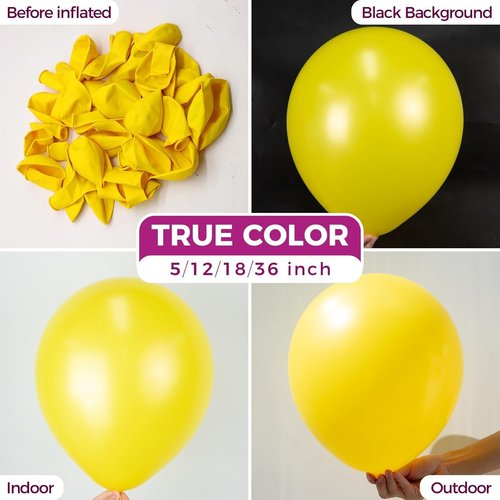 Bezente Yellow Balloons - 18 Inch Thick Latex Balloons for Bridal Shower & Birthday Decor | 30 Pack