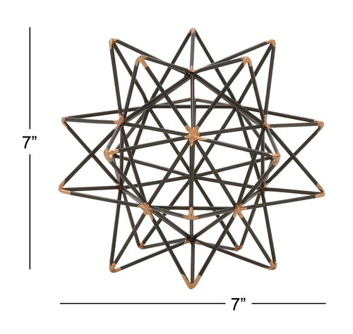 Deco 79 Metal Geometric Decorative Sculpture Home Decor Statue with Gold Accents, Accent Figurine 7" x 7" x 7", Black