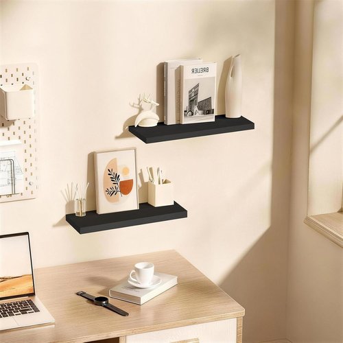 BAYKA Floating Wall Shelves - 22.5 Inches Black Organizer for Bathroom, Bedroom & Living Room | 22 lbs Capacity