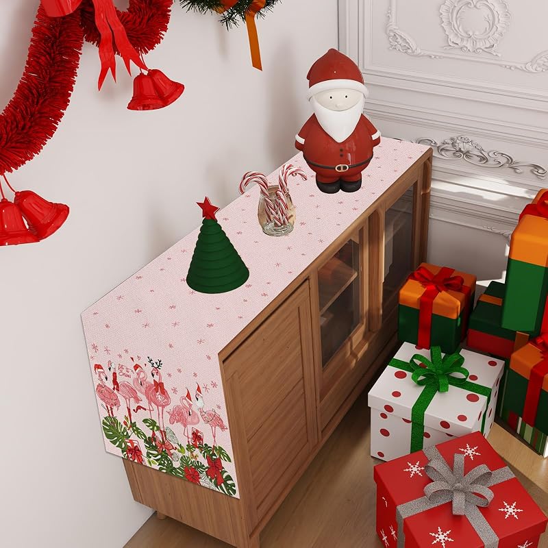 Pink Hawaiian Christmas Table Runner 13x72 Inches - 100% Polyester, Holiday Decor (Variation: Hawaiian Christmas+13" x 72")