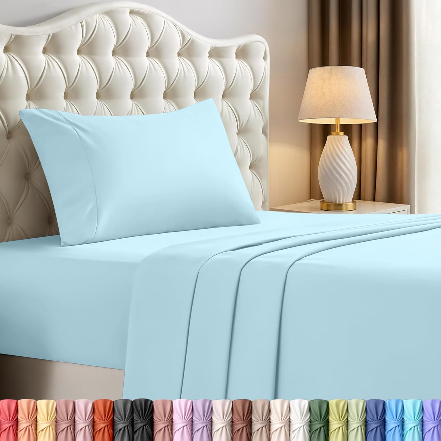 Utopia Bedding Twin Sheet Set - Soft & Breathable Microfiber, 3-Piece Bed Sheets in Ice Blue