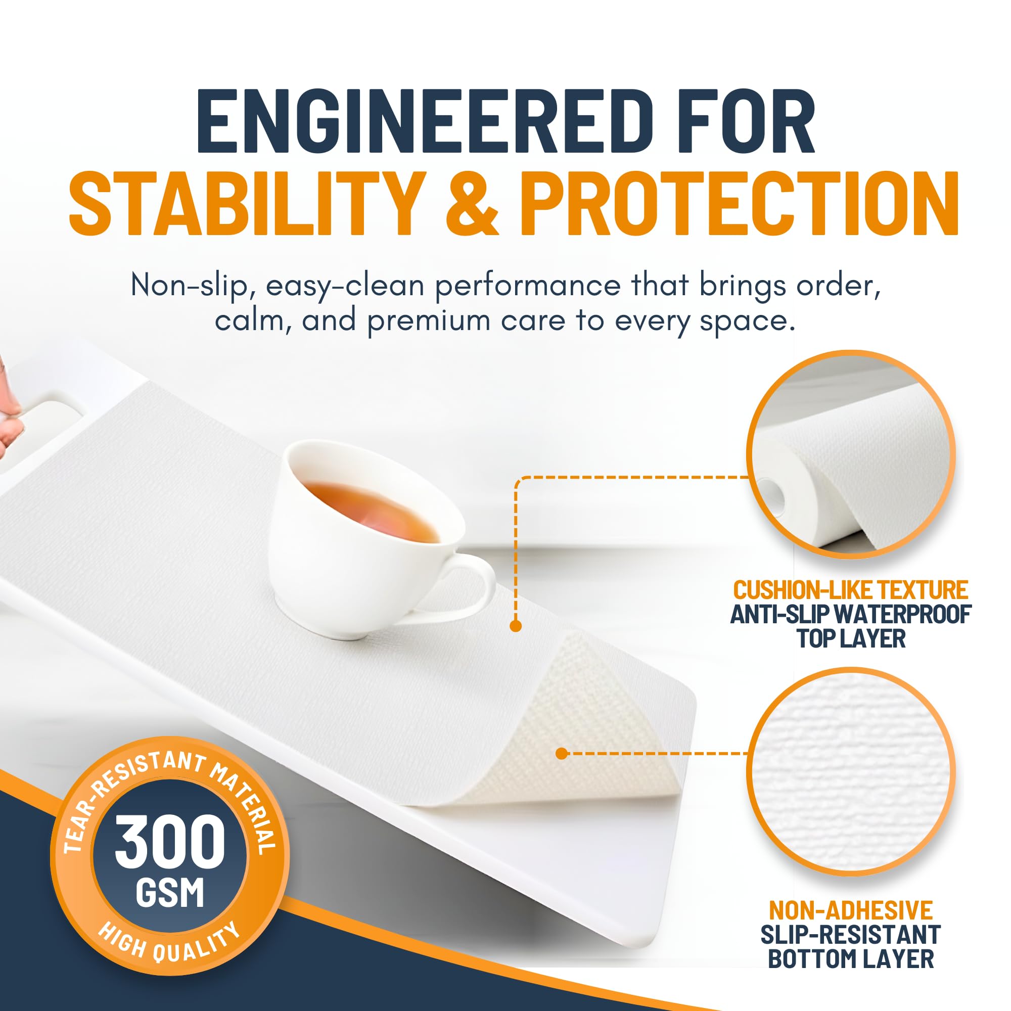 Shelf Liner Cabinet Liner for Shelves Non-Adhesive Kitchen Drawer Liner by Linda’s Essentials (12 x 120 Inches) - Non-Slip Easy Clean Shelf Liners for Cabinets and Cupboard Protector, Waterproof Mat