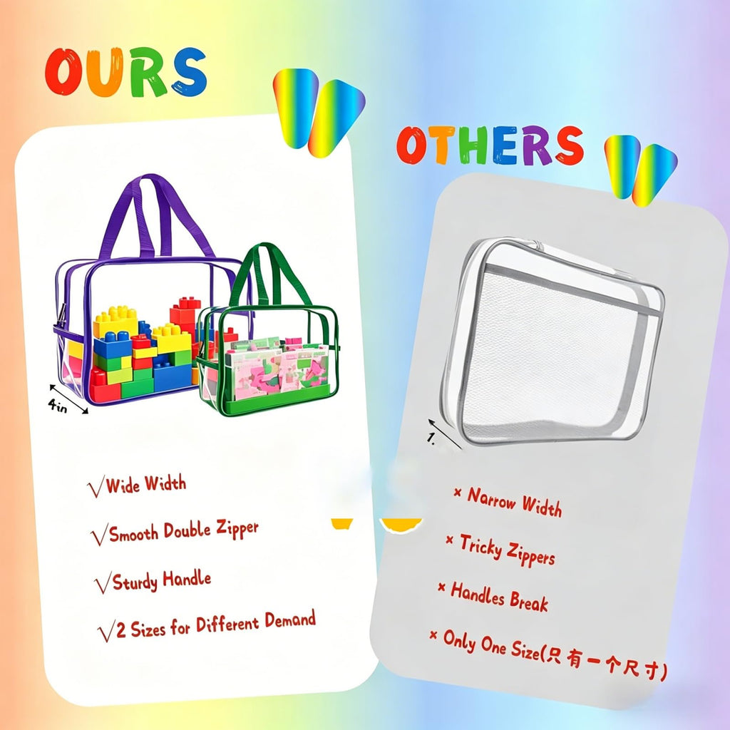 6 Packs Large Storage Bags, Organizer Bags with Double Zipper, Reusable Dust-Proof Waterproof Clear Thick PVC Bags for Books, Small Crafts