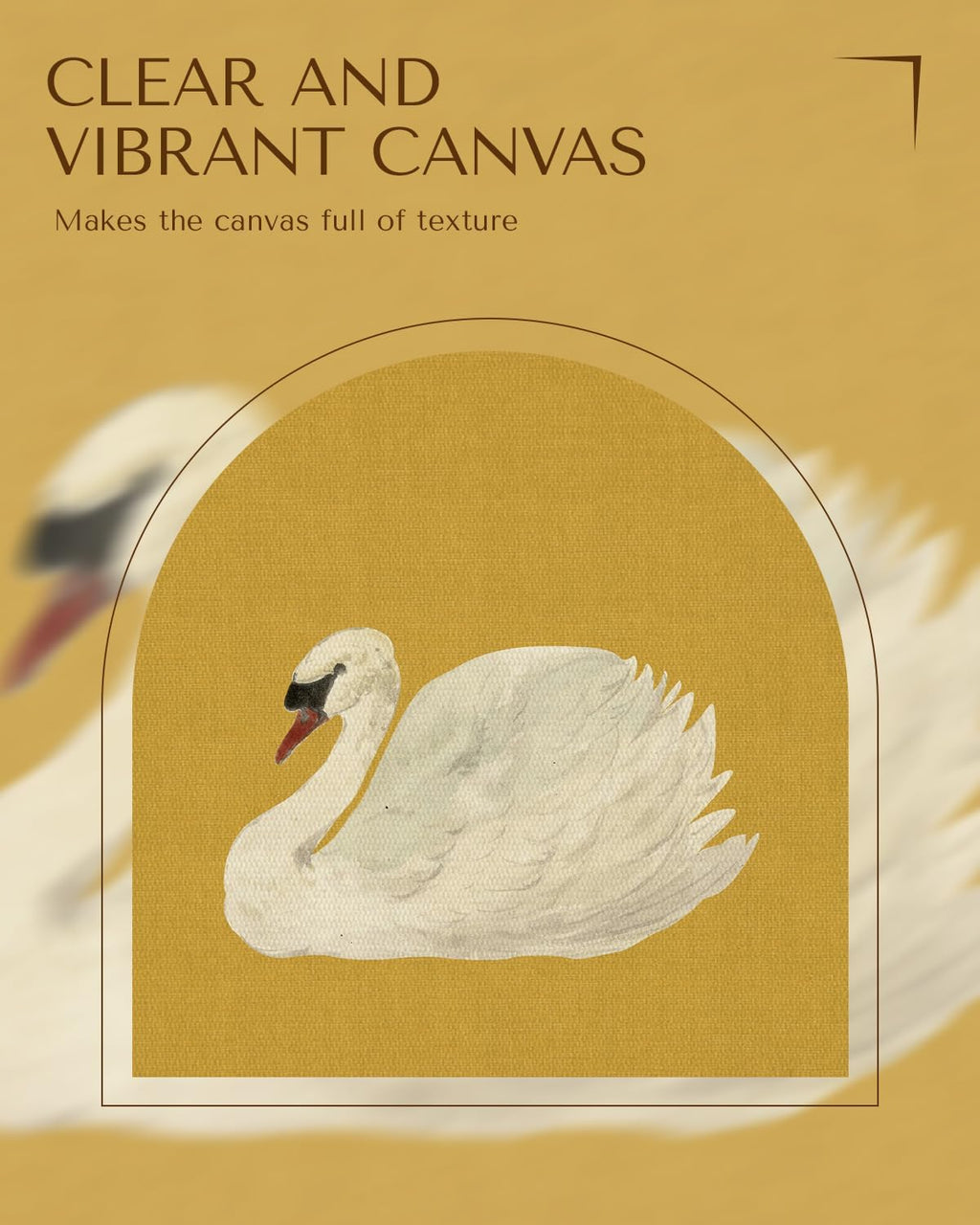 VIYYIEA Minimalist White Swan Wall Art - Modern Mustard Yellow Canvas Print, 11x14 Inch Decor
