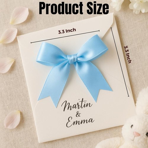 Blue Gift Wrap Bows - 50 Elegant Reusable Bows for Gifts, Parties, Weddings & Holidays - Light Blue