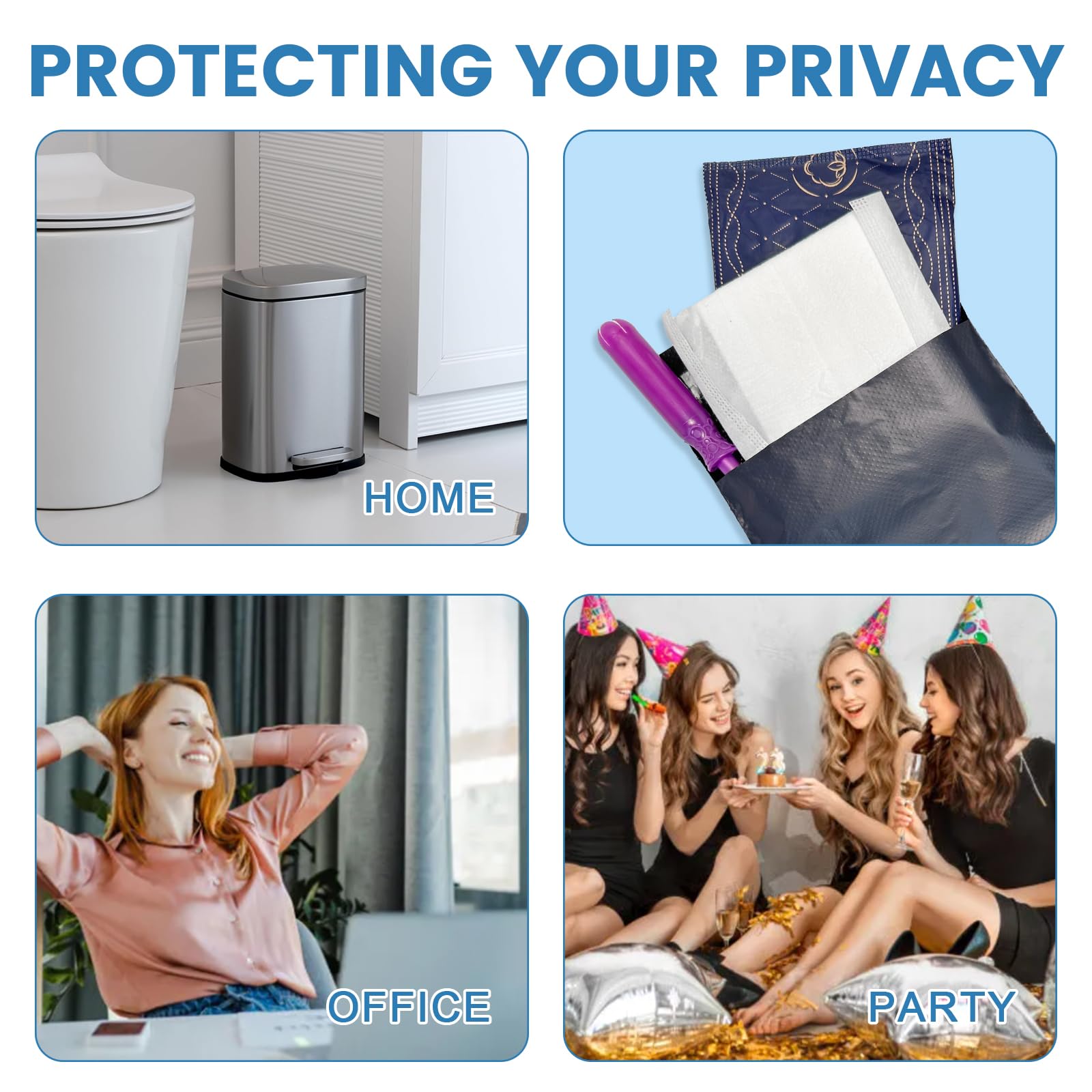 Sanitary Napkin Disposal Bags, Feminine Personal Bags, 100 pcs Grey, Self Seal, Disposable for Tampons, Sanitary, Pads, Liners