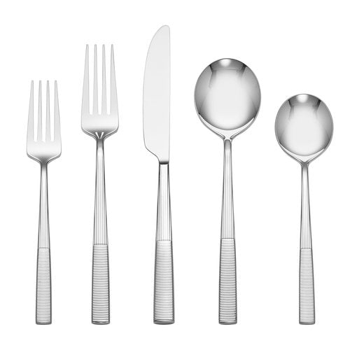 Lenox Silverware Set, Modulus Mirror 20-Piece Flatware Set, Service For 4, 18/10 Stainless Steel, Dishwasher Safe, Cutlery Sets, Home And Kitchen Utensils, Knives Spoons And Forks (Silver, 20 Pieces)