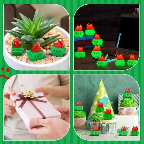 Simgoing 50 Pcs Mini Resin Dumpster Figurines Luminous Mini Dumpster Trash Shape Funny Employee Appreciation Gift Bulk Valentines Emotional Desk Accessories for Staff Teacher Coworker (Green)