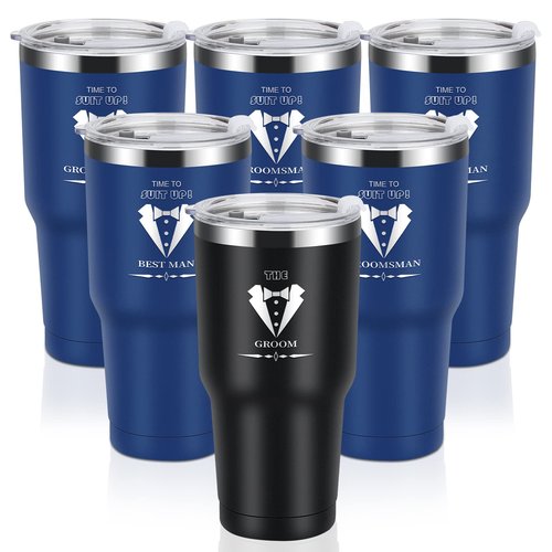Pengtai Groomsmen Gifts Set of 6, 40oz Stainless Steel Modern Tumbler for Wedding, Bachelor Party