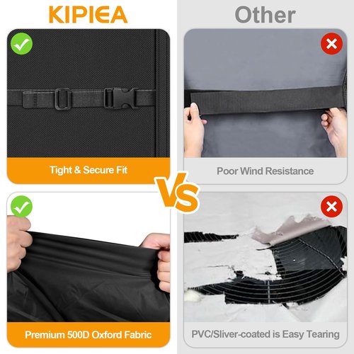 Kipiea Heavy Duty Air Conditioner Cover for Outside Units, Windproof, Anti-UV, Tear & Fade Resistant AC Cover for Winter (30" W x 30" D x 32" H)