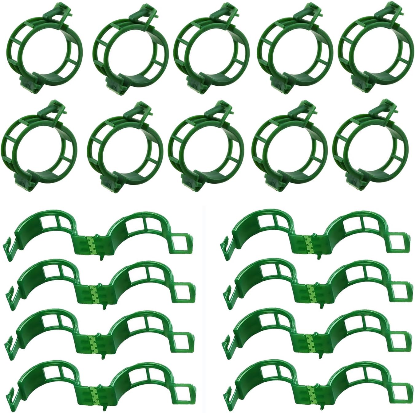 Plant Support Clips - 100pcs Tomato & Grape Vine Clips for Garden Trellis | Durable Green Plastic