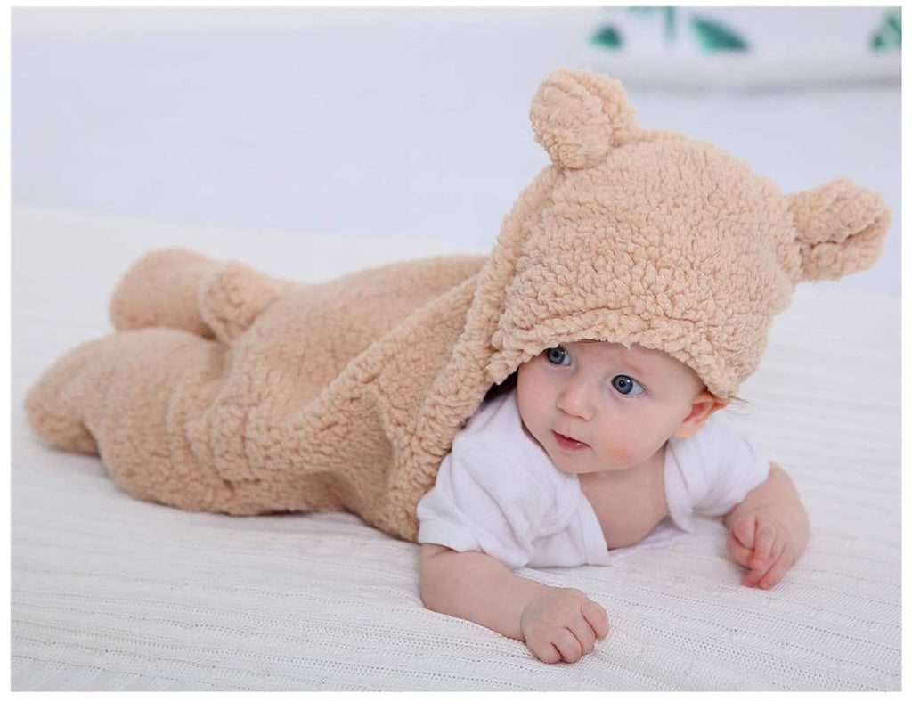 XMWEALTHY Plush Swaddle Blanket for Newborns | Soft Brown Baby Blanket for Comfort