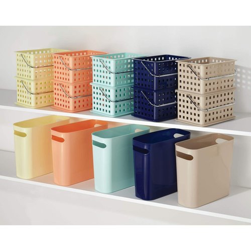 iDesign Spa BPA-Free Plastic Small Stackable Basket with Handle - 9.25" x 7" x 5", Mint