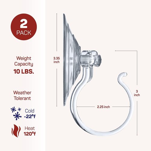 Christmas Wreath Hanger - Heavy Duty Suction Holders for Glass Doors | Set of 2, Supports Up to 10 lbs