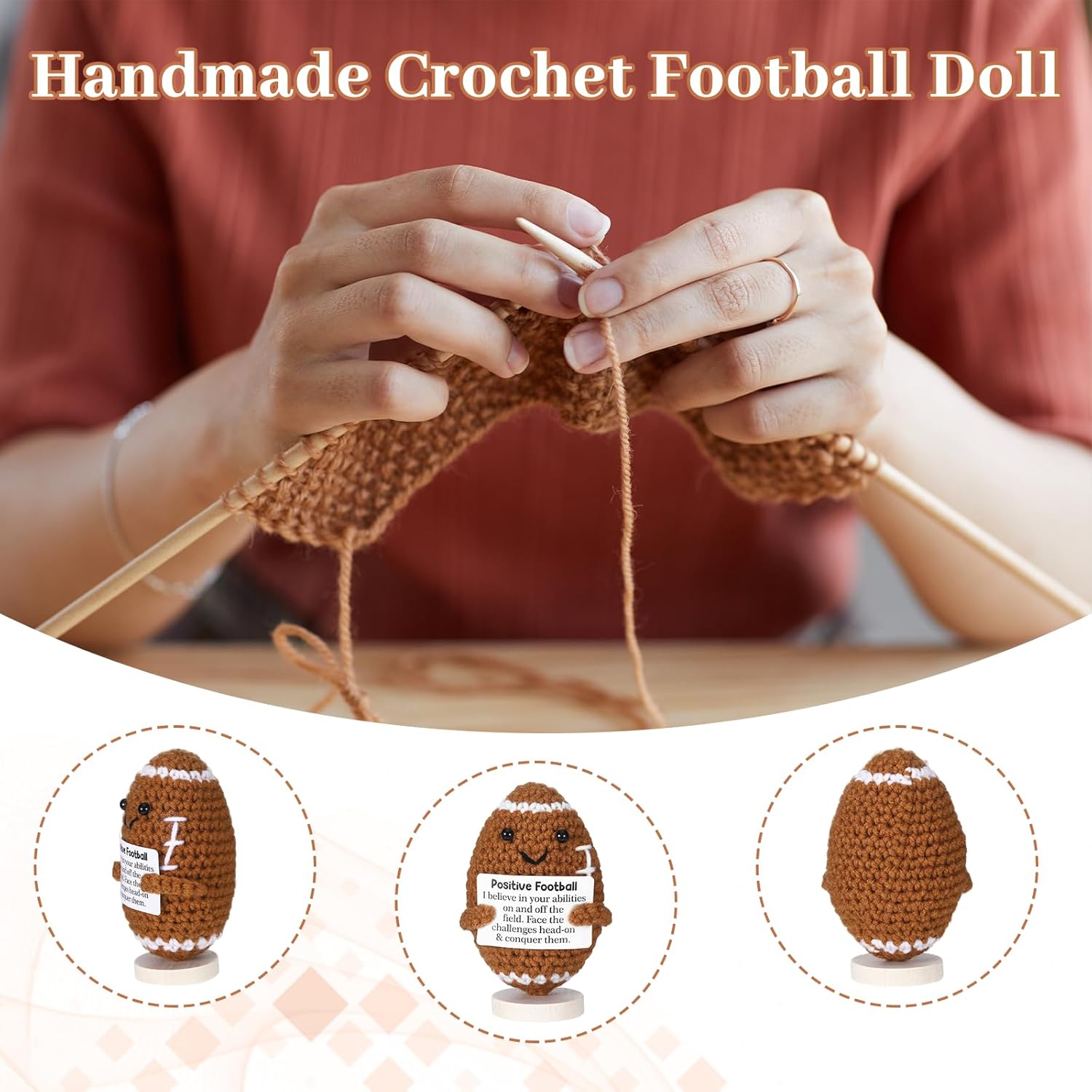 Positive Football Gifts - Handmade Crochet Football Doll | Unique Funny Gift for Men & Women