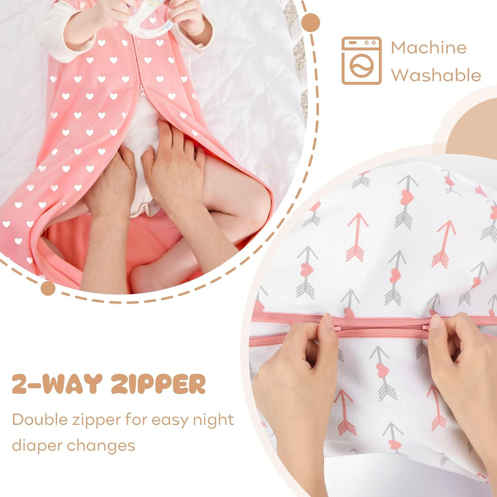 Yoofoss Baby Sleep Sack - 100% Organic Cotton Wearable Blanket for 0-6 Months | Lightweight 2-Way Zipper