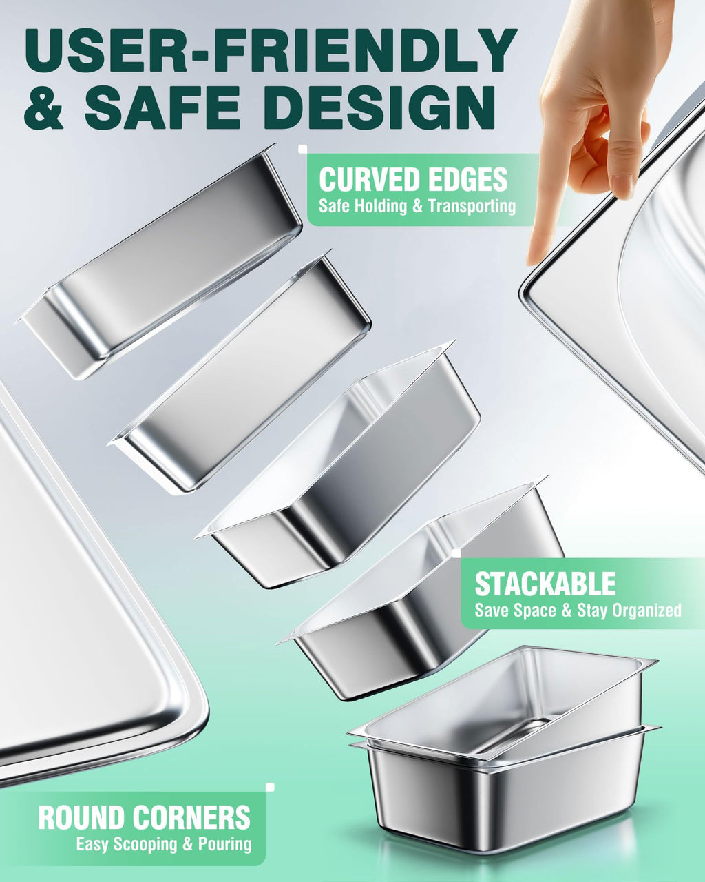 WantJoin Steam Table Hotel Pans 1/1 Full Size 6 Inch Deep 6 Pack, Stainless Steel Metal Tray Sets Food Storage Container for Restaurant Chafing Dishes Commercial Catering Supplies