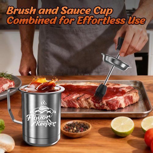 Dusor Gifts for Him Men Women BBQ Sauce Pot and Basting Brush Set, Father' s Day Gifts from Daughter Son Kitchen Gadgets, Grilling Gift for Men, Cooking Grilling Accessories Gift for Dad Husband