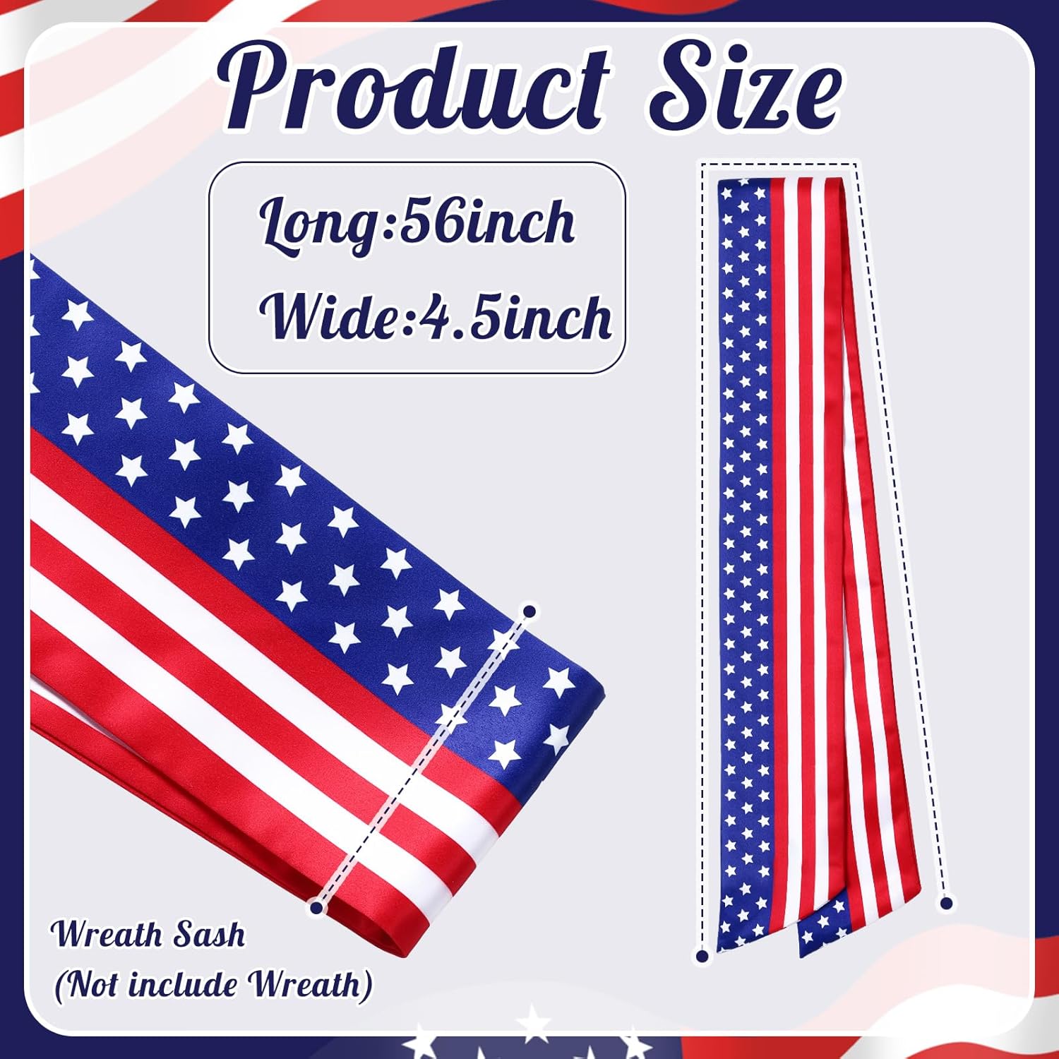VitalCozy Patriotic Wreath Sash - Satin Embroidery Monogram Ribbon for Indoor/Outdoor Decor