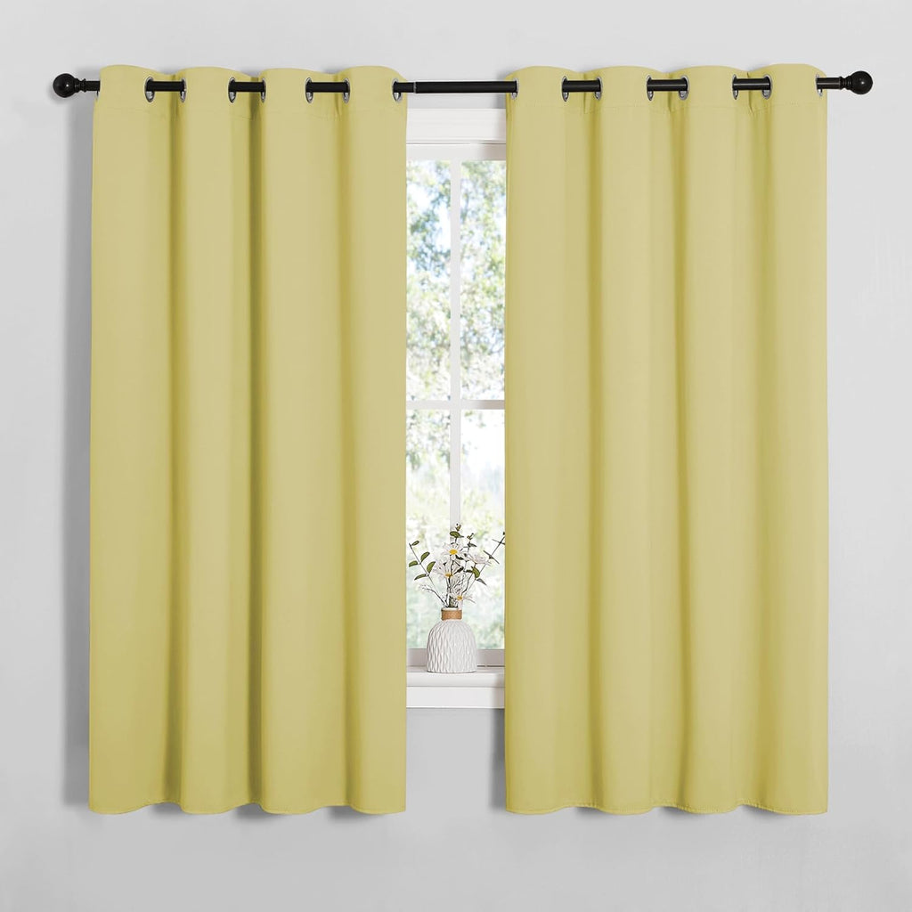 NICETOWN Blackout Curtain Panels - Thermal Insulated Draperies in Paler Yellow | 55 x 68 Inches, 1 Pair