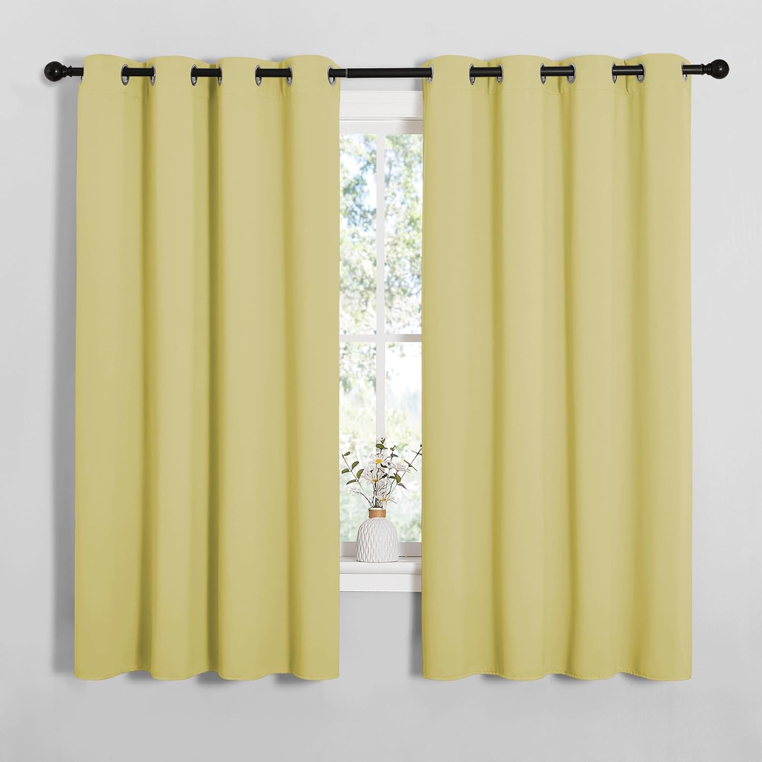 NICETOWN Blackout Curtain Panels - Thermal Insulated Draperies in Paler Yellow | 55 x 68 Inches, 1 Pair
