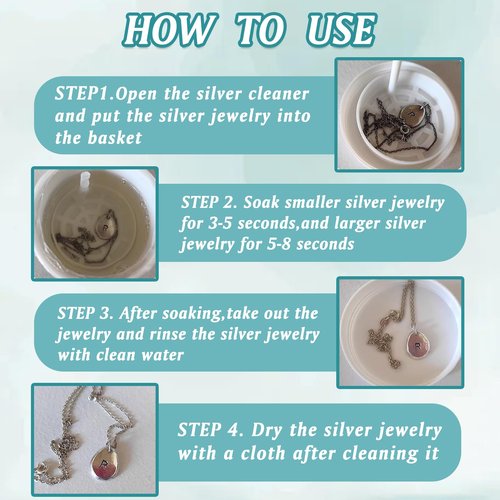 Hzutloer Silver Polish Cleaner,Jewelry Cleaner Tarnish Remover,Safe & Gentle,No Rinse,for Materials of Sterling Silver,Gold,Platinum,6.73 Fl Oz