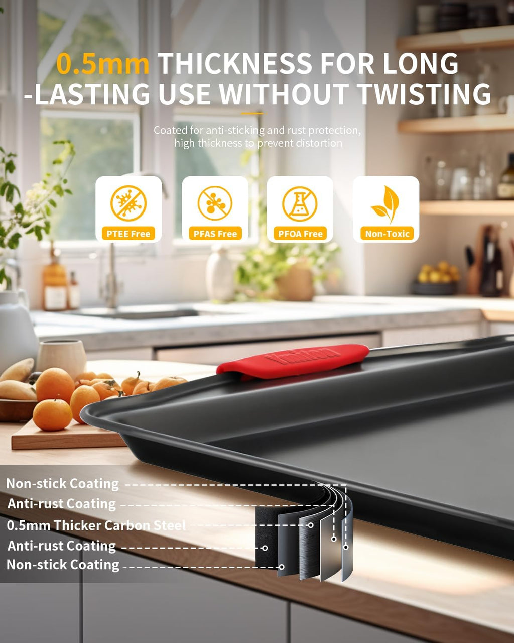 Skiennix Baking Pans Set - 34 PCS Nonstick Bakeware with Silicone Handles | Includes Cookie Sheet, Cake Pans, Muffin Pan & More
