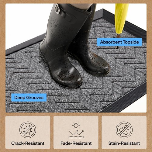 GORILLA GRIP Waterproof All-Season WeatherMAX Doormat - Durable Natural Rubber, 72x24, Easy Clean, Indoor/Outdoor