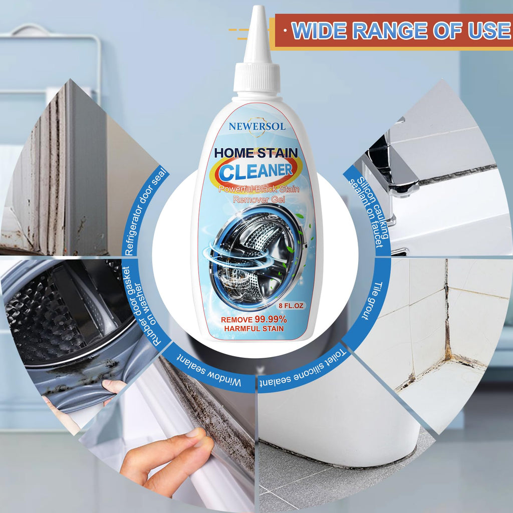 NEWERSOL Black Stain Remover Gel Washing Machine Cleaner Front Loader Grout Cleaner Home Stain Removal Gel for Washer Kitchen Sink Showers Bathroom and Floor Tile 8Fl Oz