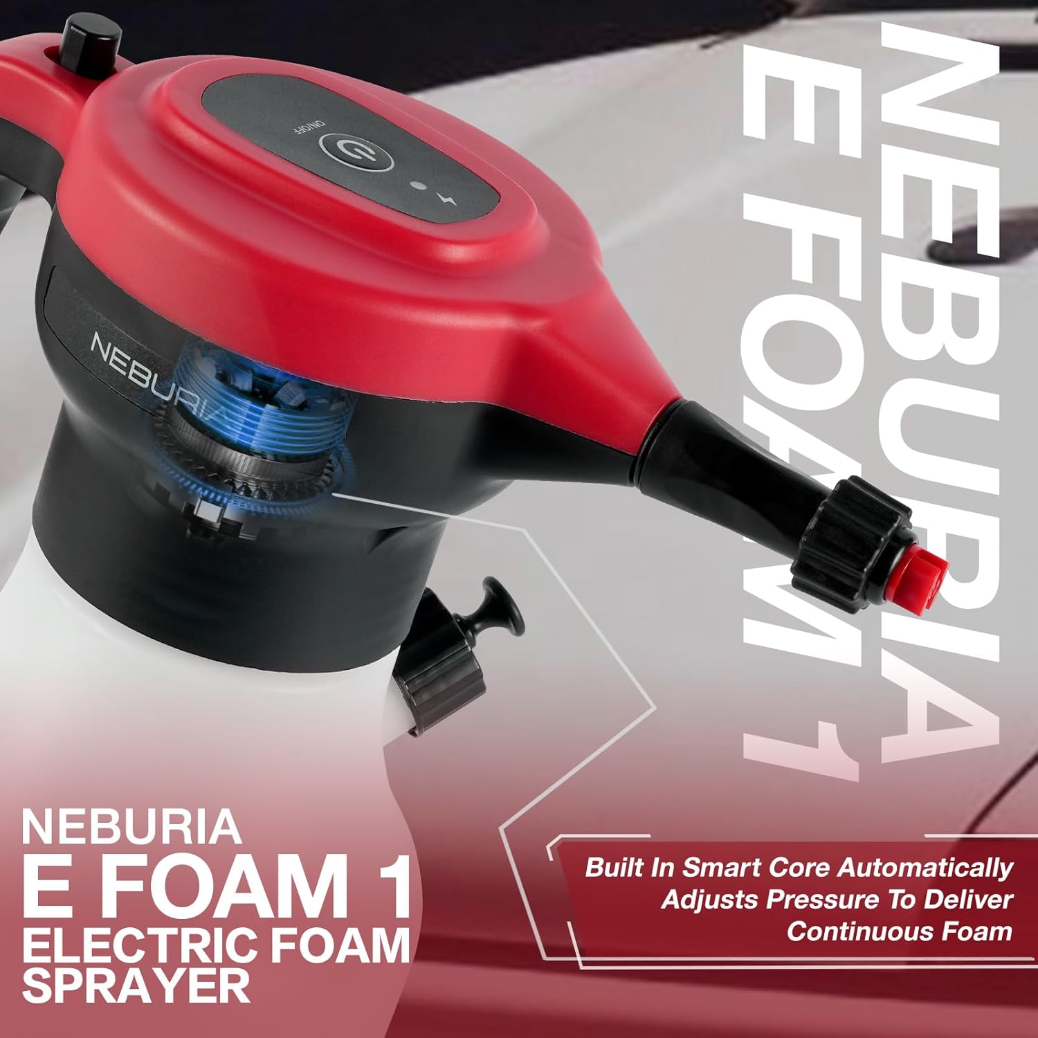 Neburia Electric Foam Sprayer - Cordless 2000mAh Battery Pump for Car Detailing & Home Cleaning | 3 Nozzles Included