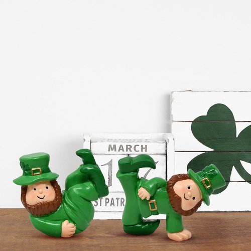 Gift Boutique St. Patrick's Leprechaun Figurines - Set of 3 Mini Resin Decor for Home & Garden