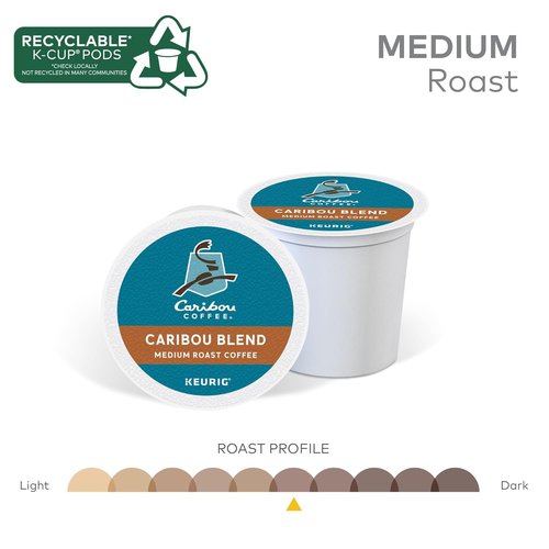 Caribou Coffee Caribou Blend K-Cup Pods - Medium Roast Single-Serve Coffee, 96 Count