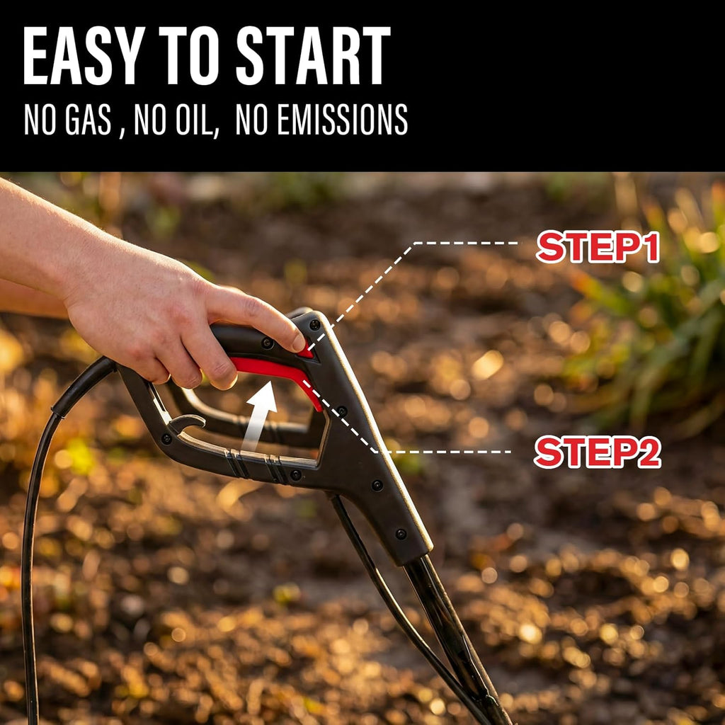 MZK Electric Tiller - 12-Inch 10.5 Amp Lightweight Cultivator for Easy Gardening | 8-Inch Tilling Depth