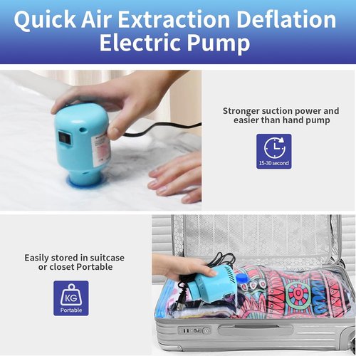 HOTBAG Electric Air Pump - Portable Vacuum Pump for Travel & Clothing Storage | Blue