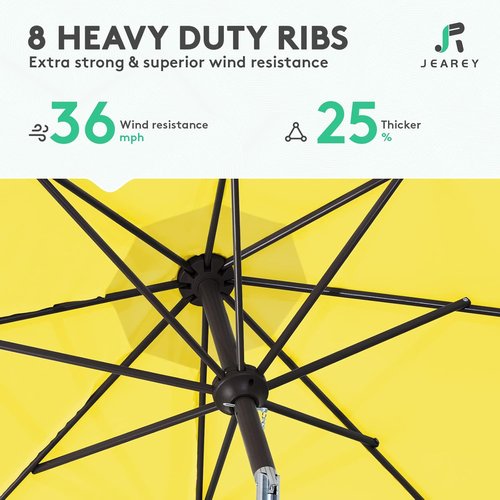 JEAREY 9FT Outdoor Patio Umbrella - UV Protection & Waterproof with Push Button Tilt | Yellow
