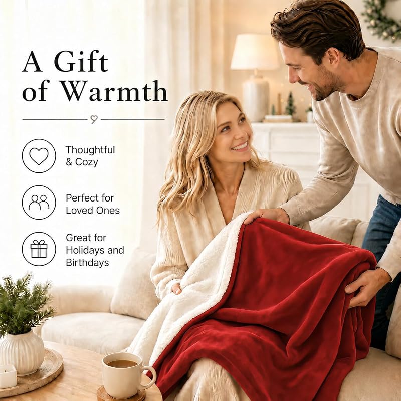Electric Heated Blanket Twin 62x84 in – Red, 4 Heat Settings, Ultra-Fast Warmth (Variation: 19-Brigh t Red+Twin(62"x84"))