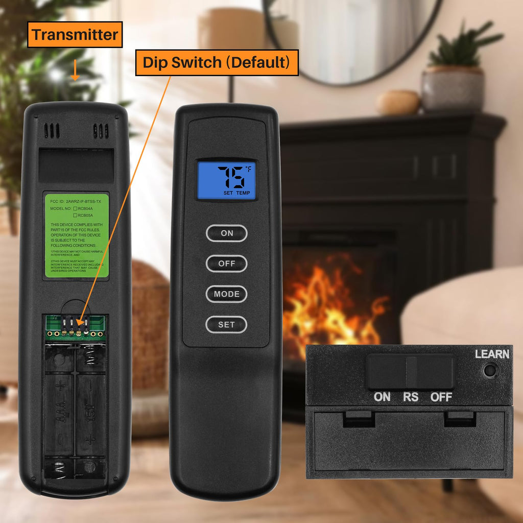 Upgrade Gas Fireplace Remote Control Kit, Millivolt Gas Valve Fireplaces and Stoves LCD Screen with Thermostatic, Compatible with Skytech, Majestic, Ambient, monessen, Vermont etc, 5 Year Warranty