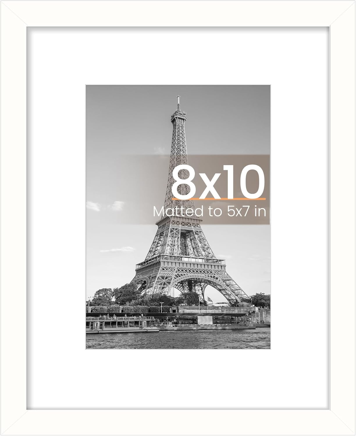 Upsimples 8x10 Picture Frame - Versatile Display for 5x7 with Mat or 8x10 Without Mat | White, 1 Pack