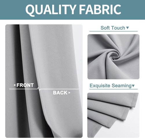ChrisDowa Grommet Blackout Curtains - Thermal Insulated Room Darkening Panels, Light Grey, 42W x 84L
