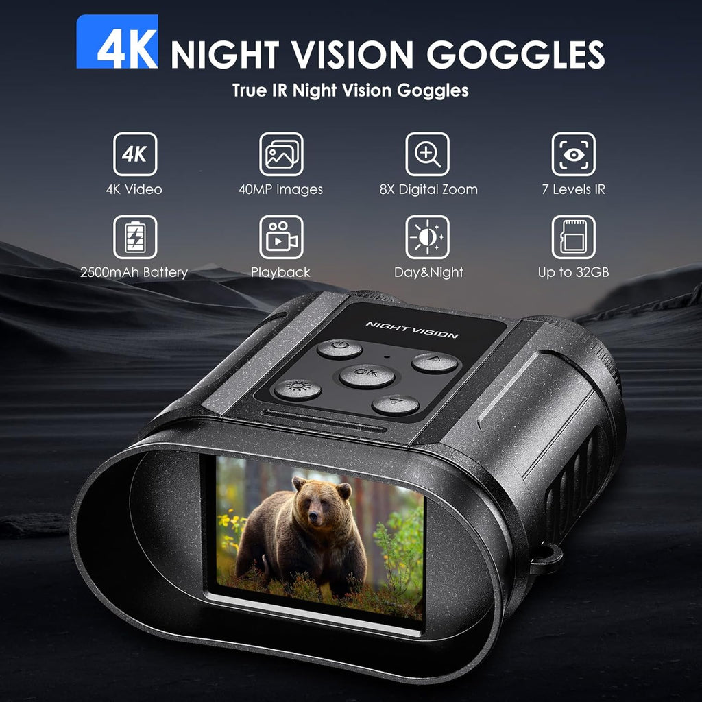 Skiennix Night Vision Goggles - Capture Photos & Videos | 32GB Card Included, Perfect for Outdoor Adventures