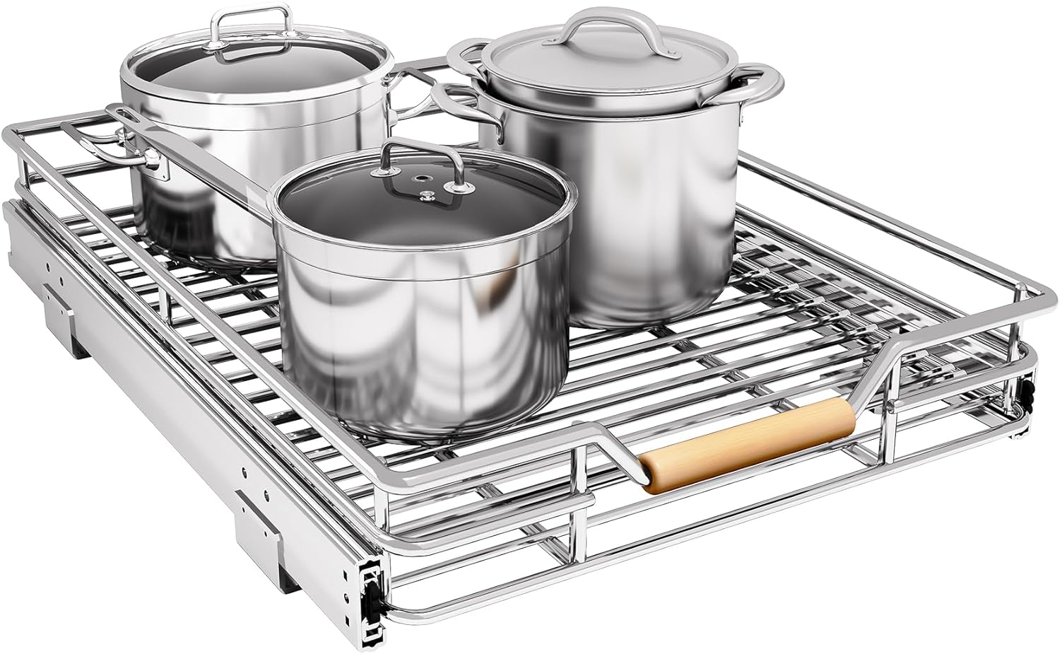 Skiennix Pull-Out Cabinet Organizer - Heavy-Duty Sliding Shelves for Pots & Pans | 15"W X 21"D