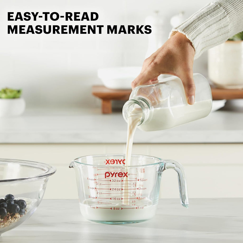 Pyrex Essentials Glass Measuring Cups Set - 3-Pack (1, 2 & 4 Cup) | Oven, Dishwasher & Microwave Safe