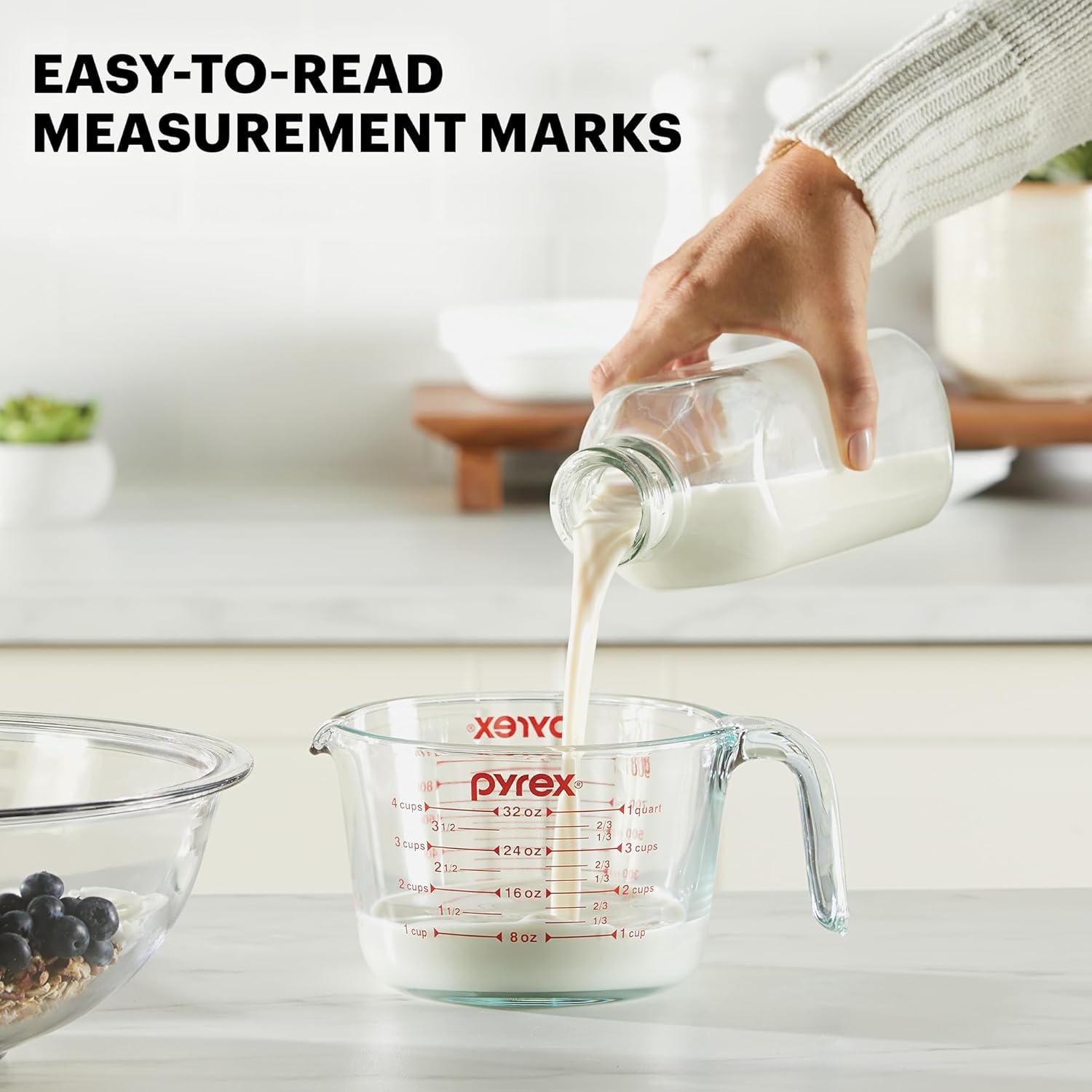 Pyrex Essentials Glass Measuring Cups Set - 3-Pack (1, 2 & 4 Cup) | Oven, Dishwasher & Microwave Safe