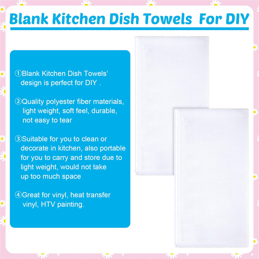 Patelai Sublimation Dishtowel Absorbent Multi Purpose Kitchen Dish Towels Blank DIY Dishcloth Bathroom Towel for Fall Christmas Kitchen Home Decor,16 x 24 Inch(40 Pieces)