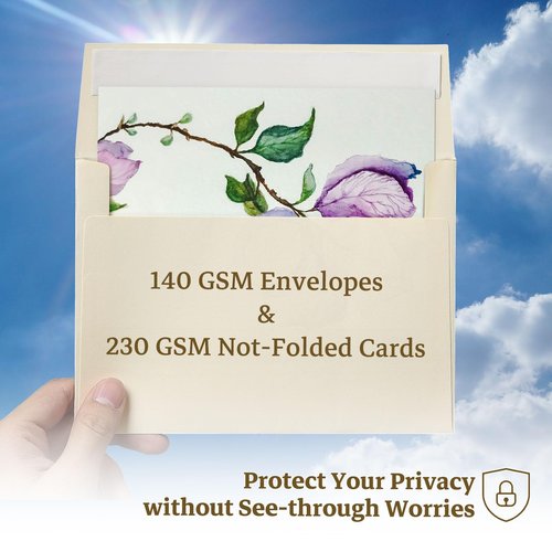 Ivory Blank Cards and Envelopes 4x6 (Not-Folded), Goefun Cream Flat Note Cards 4x6 and A6 Envelopes Self Seal 100 Pack for Wedding, Invitations, DIY Notecards, Birthday & All Occasion