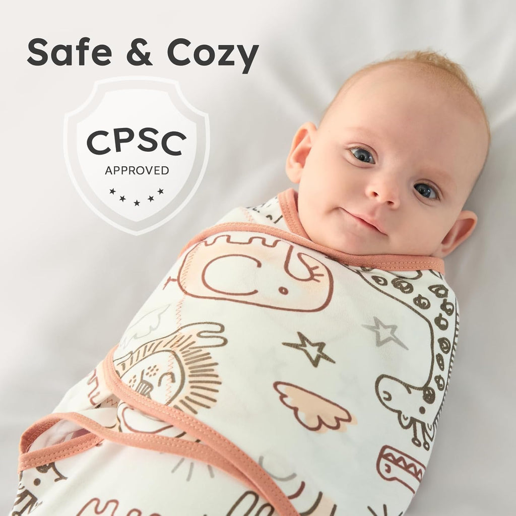 Yoofoss Baby Swaddles - 100% Cotton Adjustable Swaddle Sack | Soft & Breathable for Newborns (0-3 Months, 3 Pack)