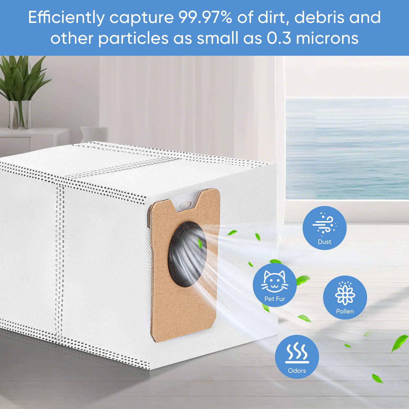 BIHARNT 15 Pack Omni C20 Dust Bags for Eufy C20 C10 Compatible with Eufy Robot Vacuum Omni C20 C10, Vacuum Bags Large Capacity Accessories with 4-Layer Replacement Bags