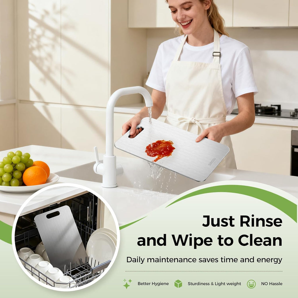 Titanium Cutting Board Set by [Brand Name] - 100% Double-Sided, Non-Toxic, Dishwasher Safe | 3 Sizes for Raw & Cooked Food